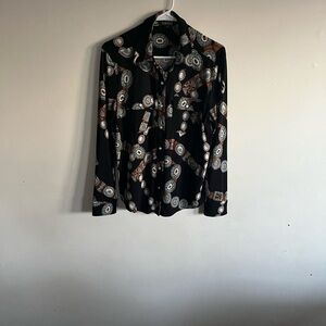 Lauren Ralph Lauren Black and Brown Button Down Shirt